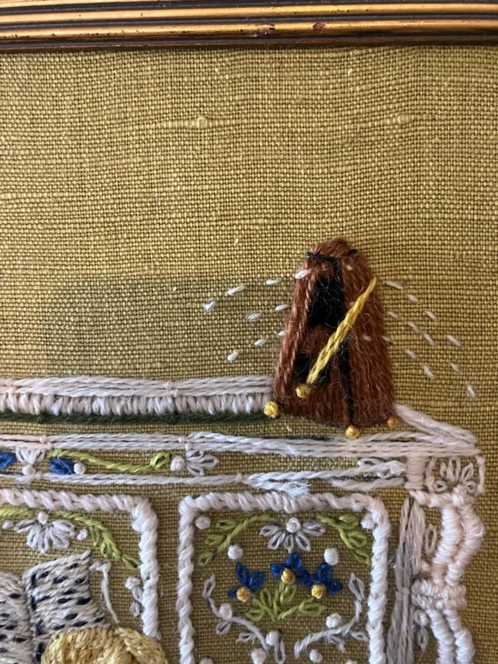 Girl playing piano stitched piece. Framed art. - Picture 6 of 13